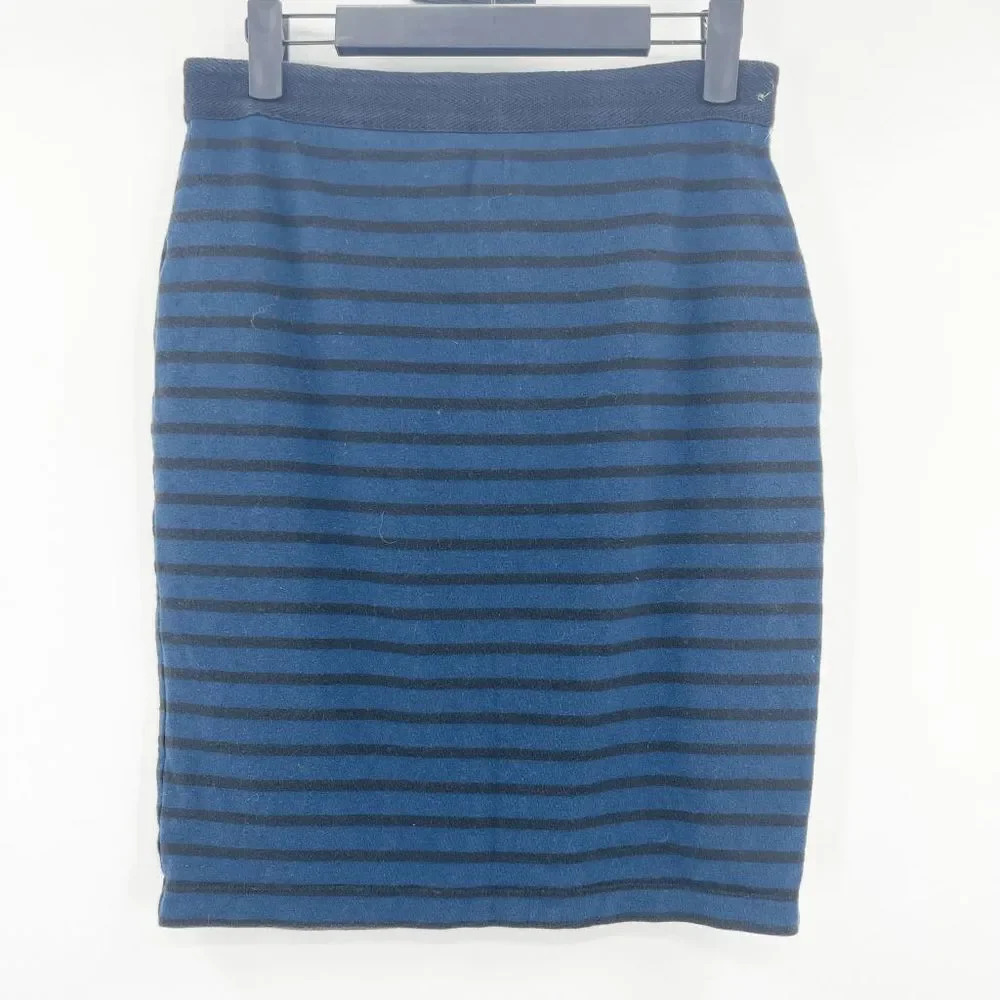Lou & Grey Blue Striped Pull On Pencil Skirt‎ Women's Size S